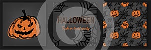 Vector set of Halloween party invitations or greeting cards