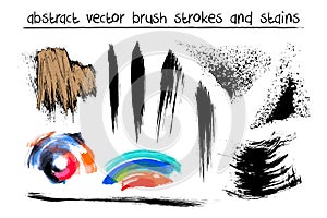 Vector set of hand drawn abstract brush strokes