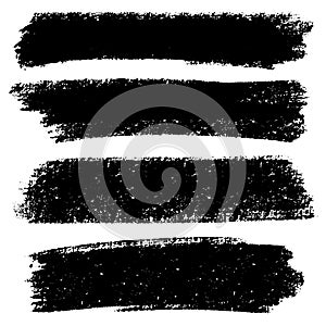 Vector set of hand drawn brush strokes, horizontal stains for backdrops. Monochrome design elements set. Black color photo