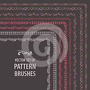 Vector set of hand drawn brushes. Decorative elements of different colors for frames, borders and design