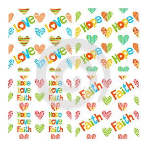 Vector set of hand drawn christian seamless pattern made with ink. Freehand textures for fabric, polygraphy, web design