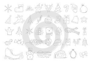 Vector set hand drawn christmas icons design