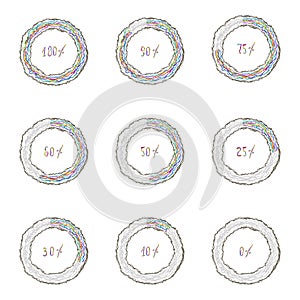 Vector Set of Hand Drawn Circle Loading Icon
