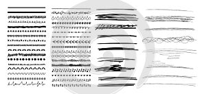 Vector Set of Hand Drawn Doodle Lines Isolated on White Background, Sketched Design Elements, Black Lines on White