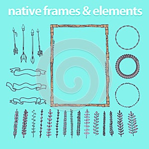 Vector set of hand drawn frames