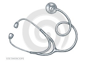 Vector set of hand drawn pastel stethoscope