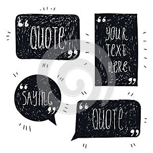 Vector set of hand drawn quote bubbles, space