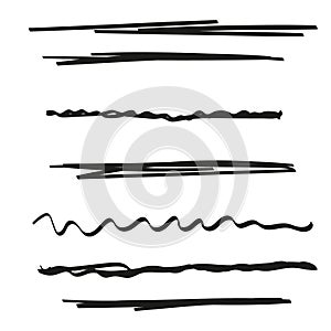 Vector set of hand drawn underline.