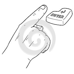 Vector set of hand and enter button