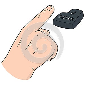 Vector set of hand and enter button