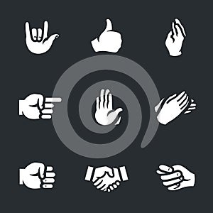 Vector Set of Hand gestures Icons.