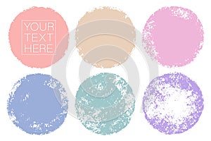 Vector set of hand painted circles for backdrops. Pastelcolors artistic hand drawn backgrounds. Hand drawn stains round