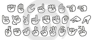 Vector Set Hands Set Sign Language Alphabet.