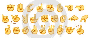 Vector Set Hands Set Sign Language Alphabet.