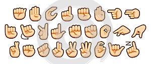 Vector Set Hands Set Sign Language Alphabet.