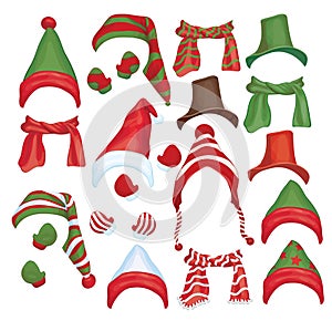 Vector set of hats, scarfs and gloves for design i