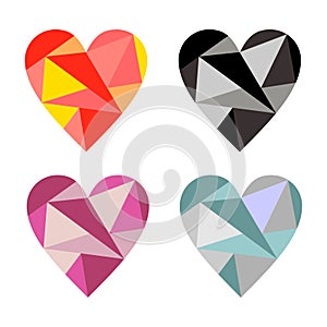 Vector set of hearts symbols. Colorful graphic illustrations isolated on the backgrounds.