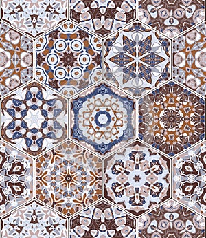 Vector set of hexagonal patterns.