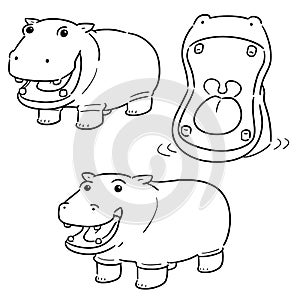Vector set of hippopotamus