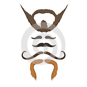 Vector set of hipster retro hair style mustache vintage old shave male facial beard haircut isolated illustration