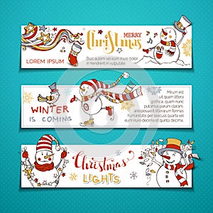 Vector set of horizontal Christmas banners.