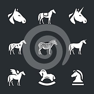 Vector Set of Horse Icons.