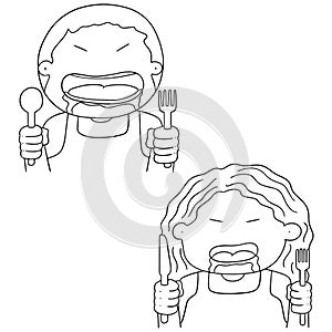 Vector set of hungry people