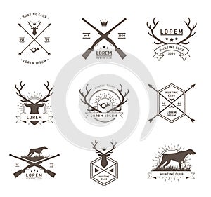 Vector set of hunting labels