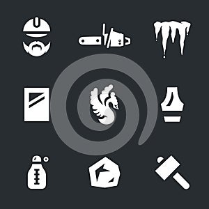 Vector Set of Ice Carving Icons.