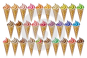 Vector set of Ice Creams Cones