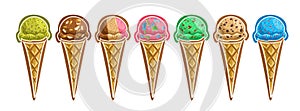 Vector set of Ice Creams Cones