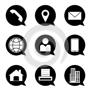 Vector set icon business for information, Symbol set, illustration flat design. Contact us icon.