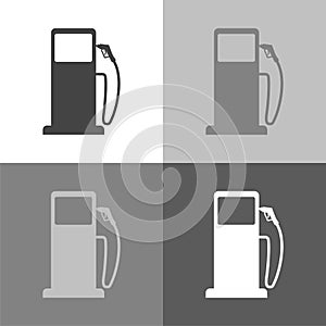 Vector set icon of a gas station, gasoline, petrol, benzine, ga