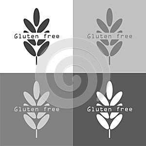 Vector set icon gluten free. Ears of wheat, cereal. Ear of oats.