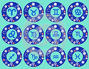 Vector set of icon zodiac signs astrology