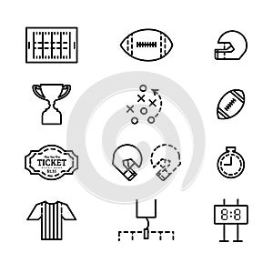 Vector set of icons for american football.