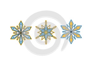 Vector set icons. Decorative winter snowflake