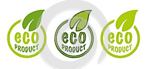 Vector set icons for eco products. Vector stamps of ECO product