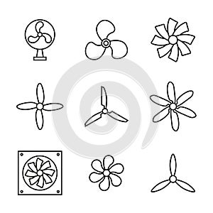Vector set of icons of fans