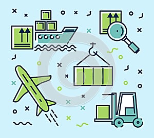 Vector set of icons, infographics on logistics