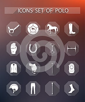 Vector set of icons polo in flat style