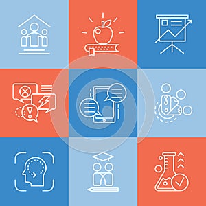 Vector set icons related to types and techniques of mentorship.