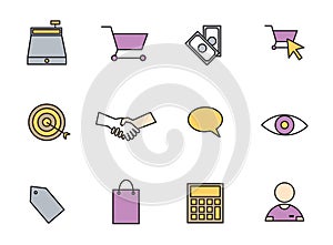 Vector set icons set for business and shopping