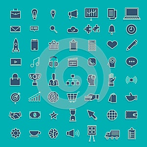 Vector set icons thin line concept business and technology content. Flat design illustration.