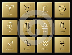 Vector set of icons with zodiac signs