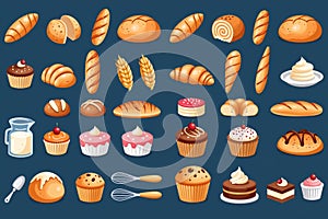 Vector Set Ideal for Handdrawn Bakery Children Book photo