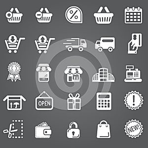 Vector set illustration collection of modern icons in flat design Shopping and e-commerce Isolated web