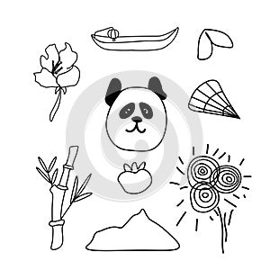 Vector set of illustrations for the Chinese New Year.Collection of images panda