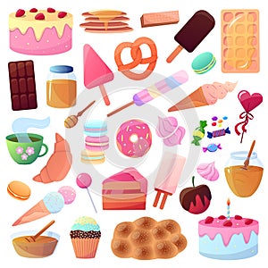 Vector set of illustrations of sweet food