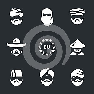 Vector Set of Immigrants Icons.
